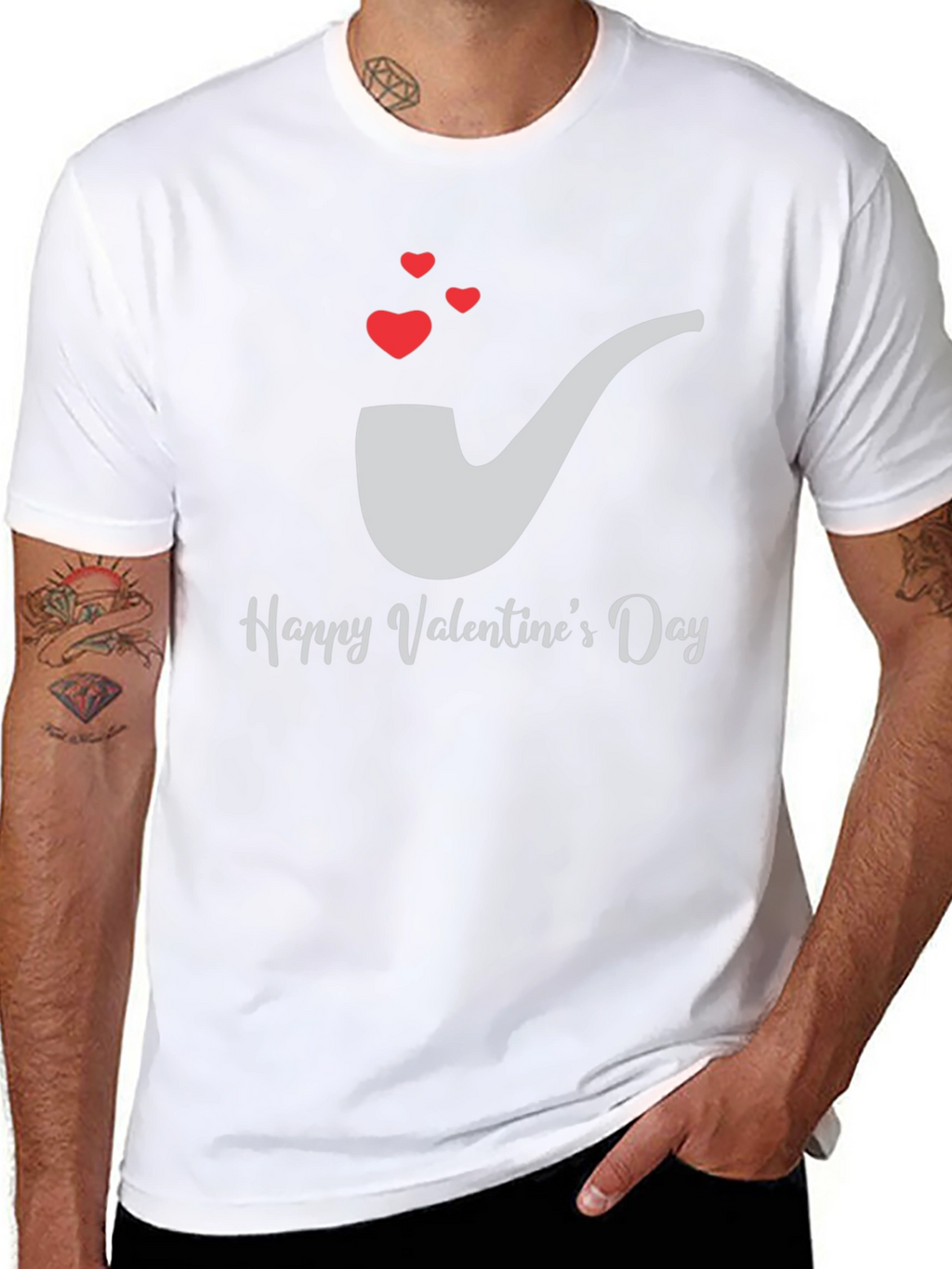Valentines Day Pipe Heart Graphic T-Shirt