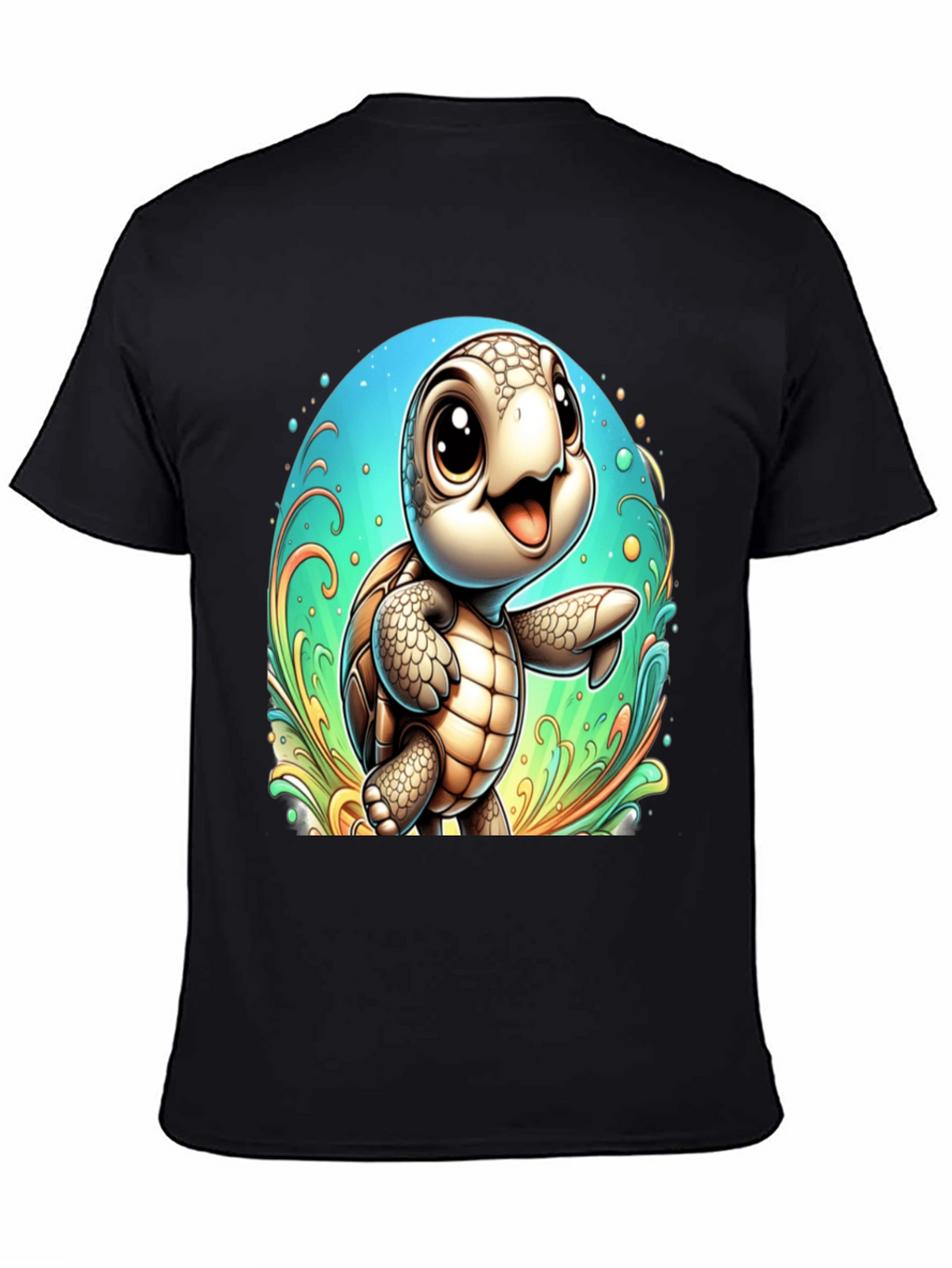 Cute Turtle Graphic Tee - Soft Black T-Shirt
