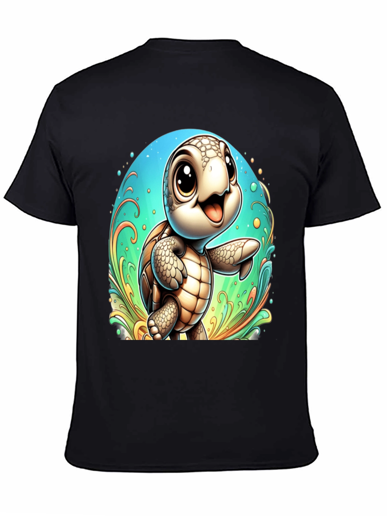 Cute Turtle Graphic Tee - Soft Black T-Shirt