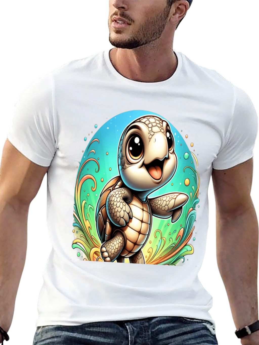 Cute Turtle Graphic Tee - Soft Black T-Shirt