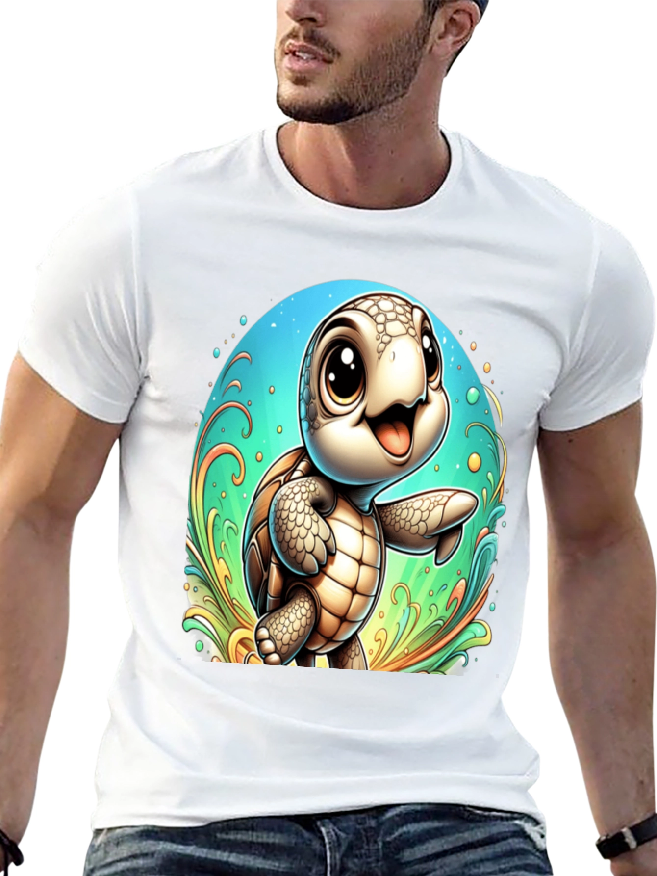 Cute Turtle Graphic Tee - Soft Black T-Shirt