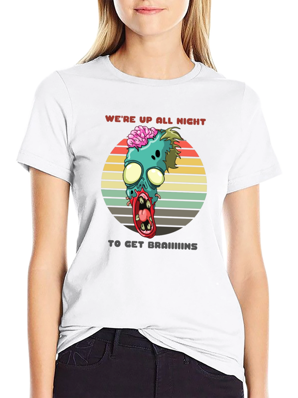 Zombie Brains T-Shirt - Were Up All Night