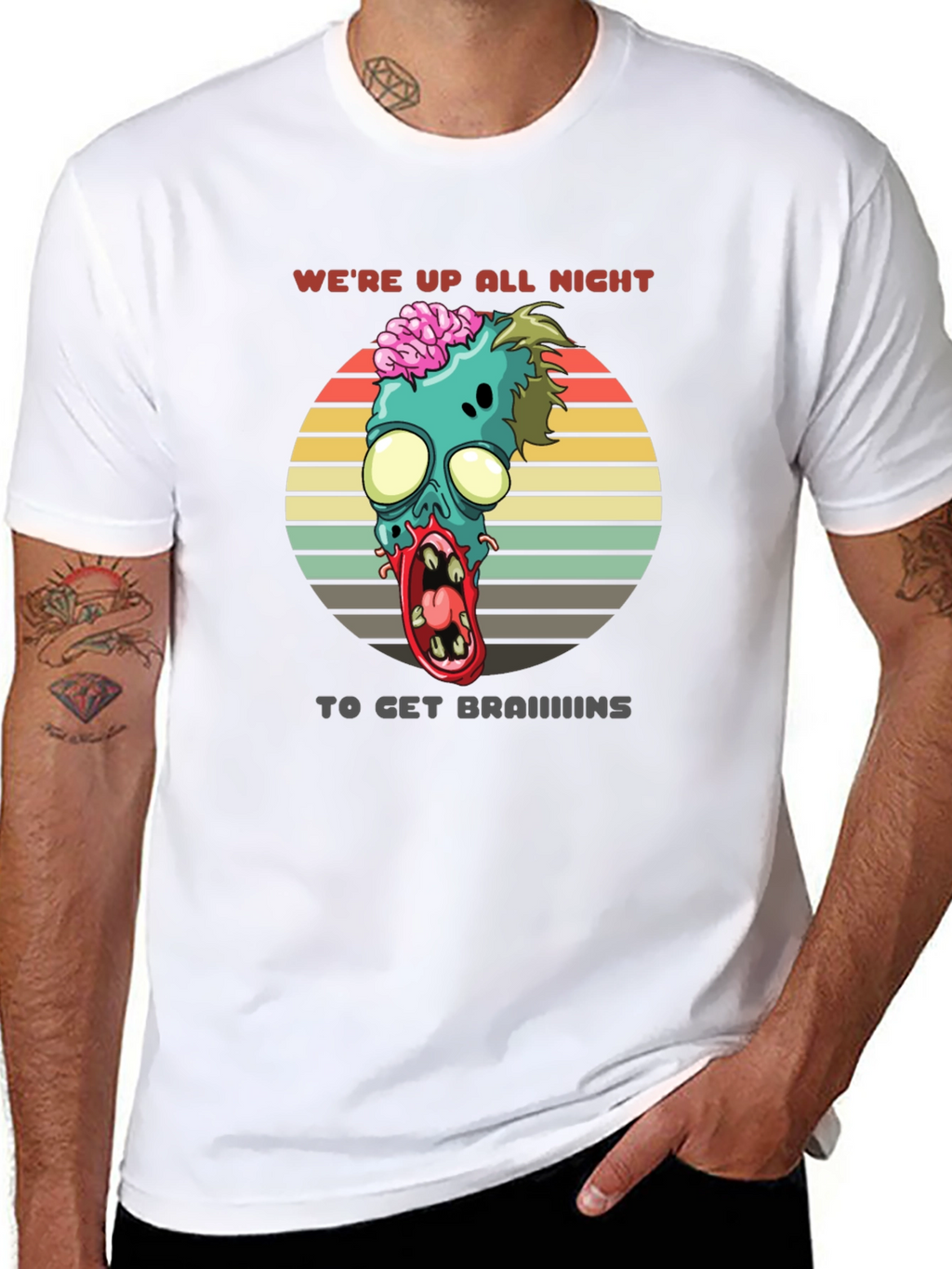 Zombie Brains T-Shirt - Were Up All Night