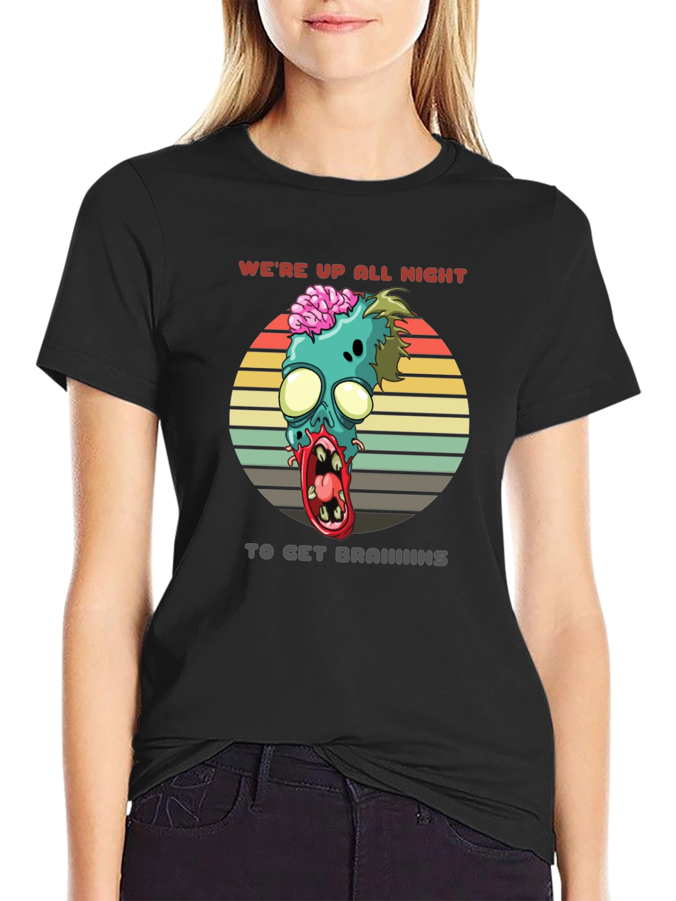 Zombie Brains T-Shirt - Were Up All Night