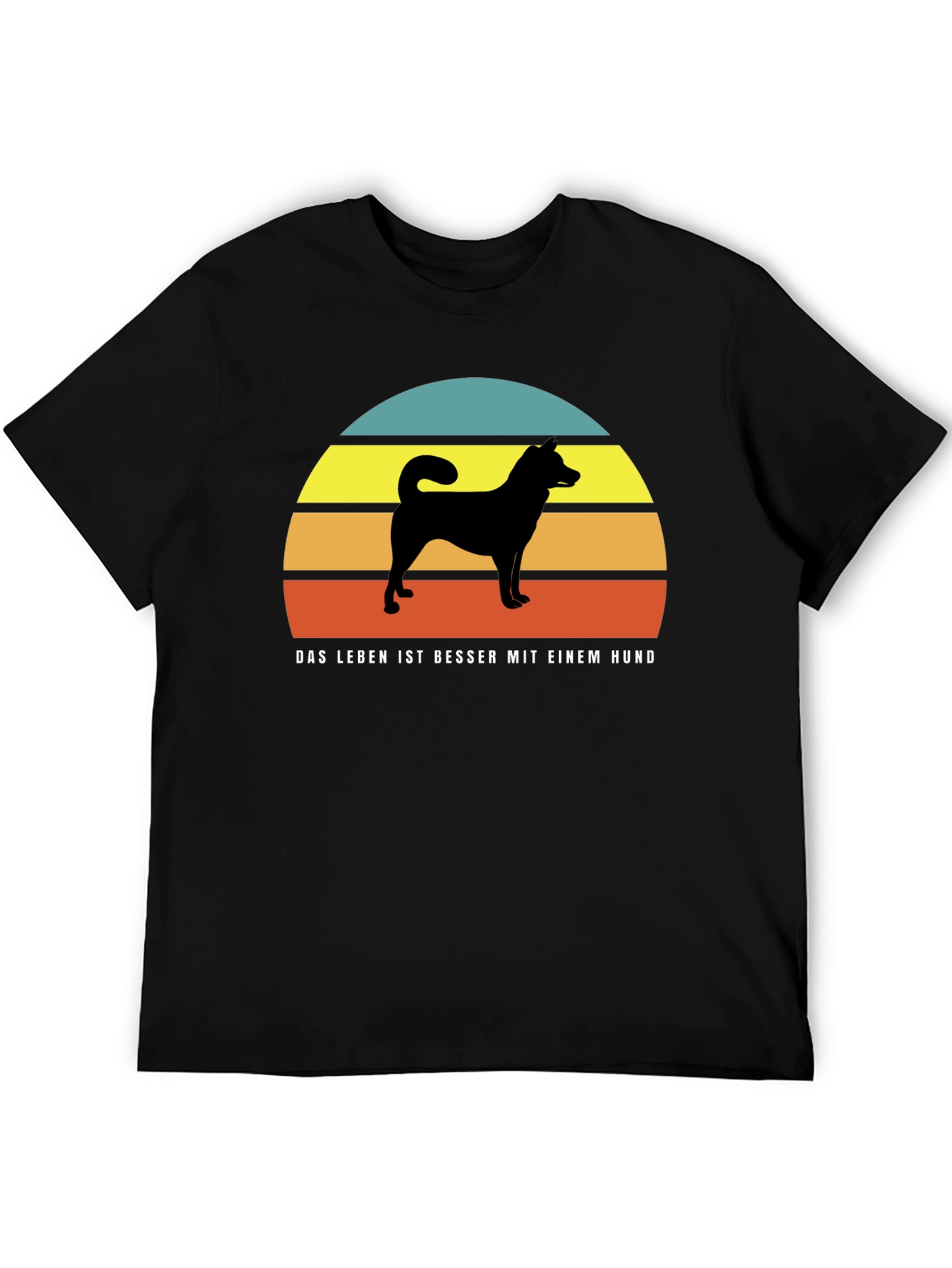 Dog Silhouette Sunset T-Shirt - Das Leben Ist Besser Mit Einem Hund