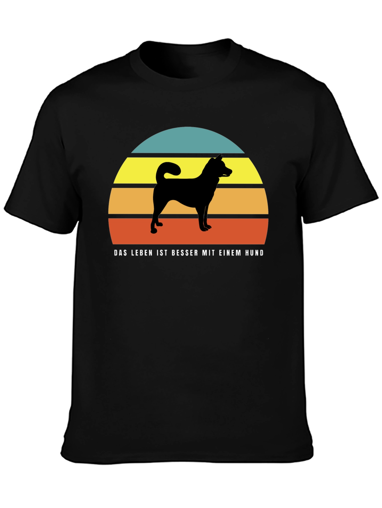 Dog Silhouette Sunset T-Shirt - Das Leben Ist Besser Mit Einem Hund