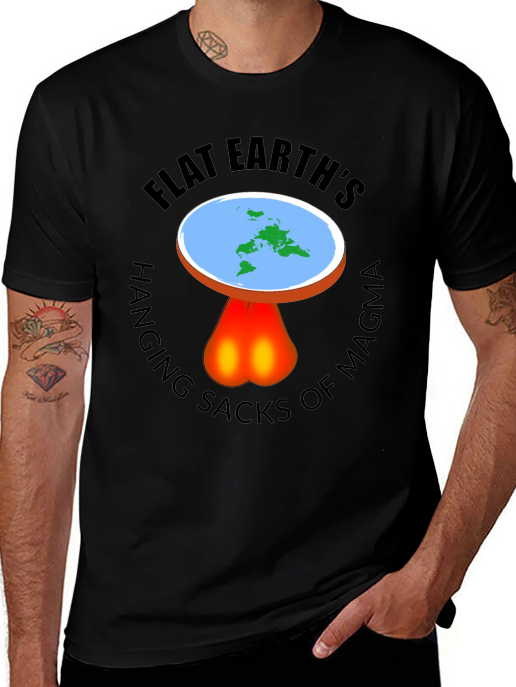 Flat Earth Hanging Sacks Of Magma T-Shirt