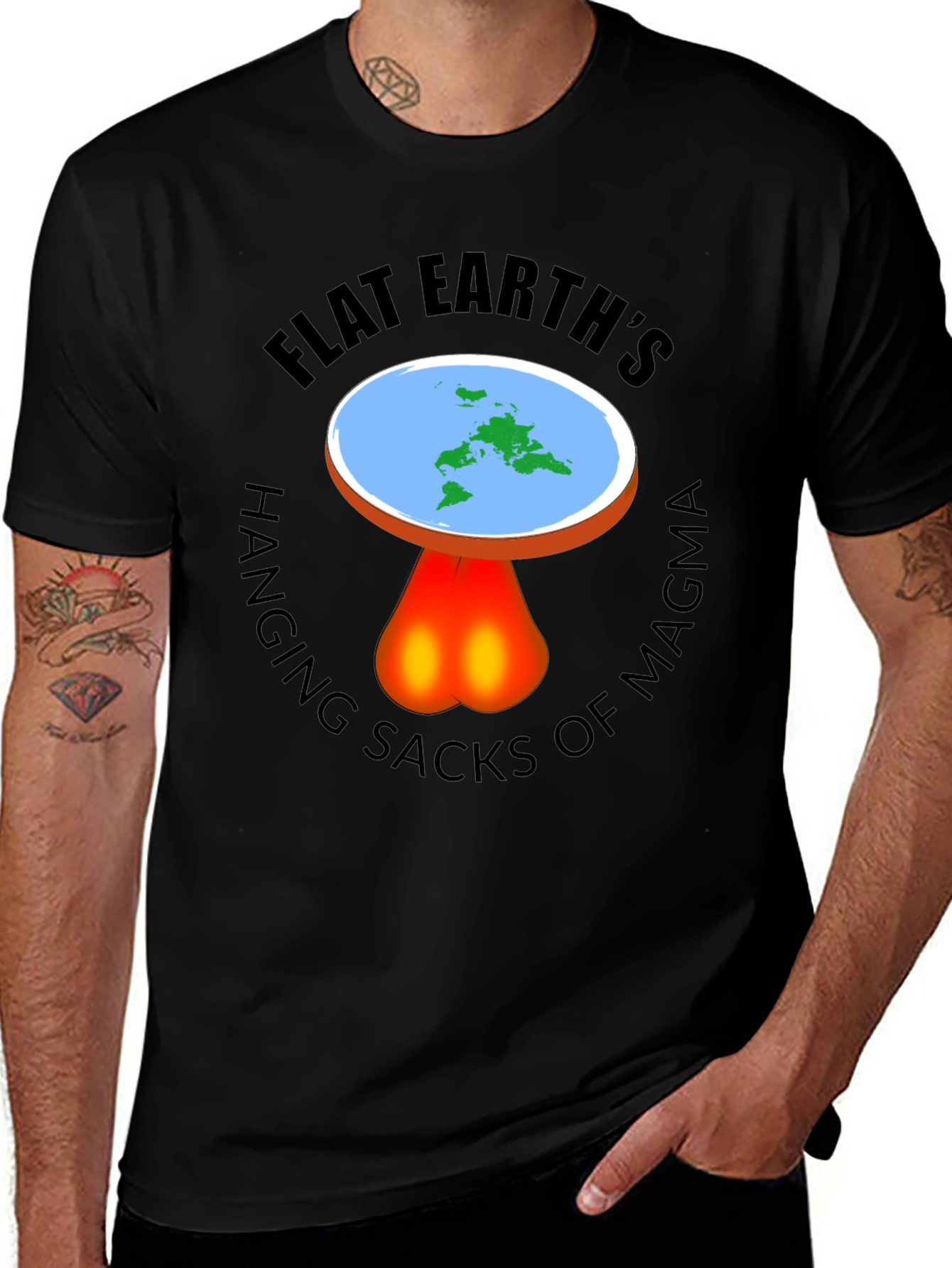 Flat Earth Hanging Sacks Of Magma T-Shirt