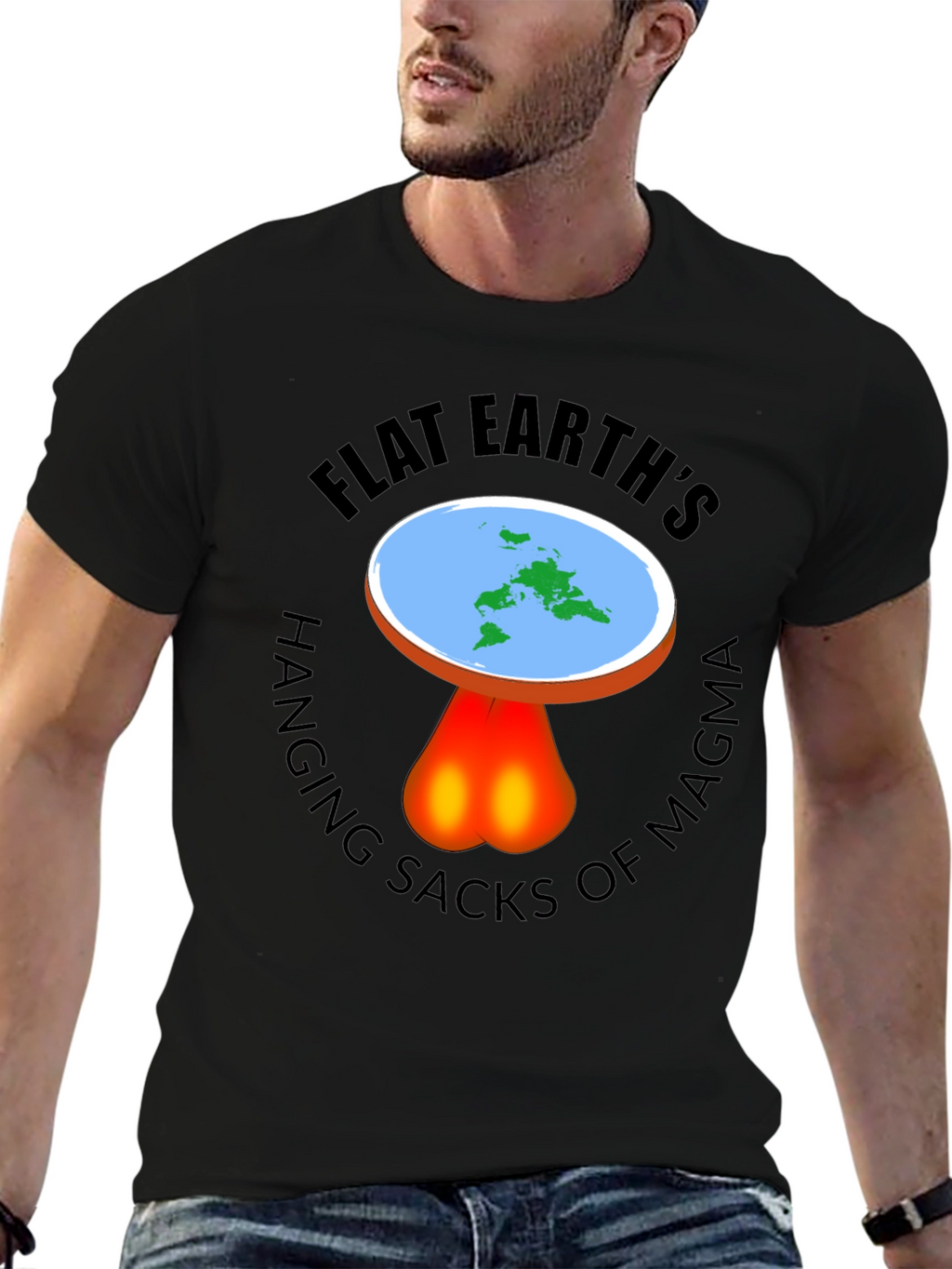 Flat Earth Hanging Sacks Of Magma T-Shirt
