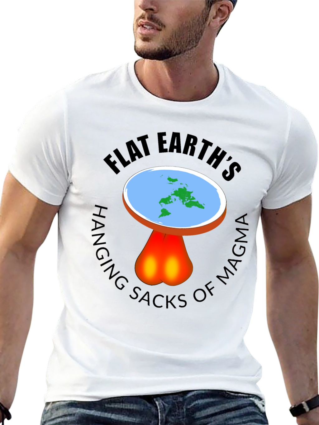 Flat Earth Hanging Sacks Of Magma T-Shirt