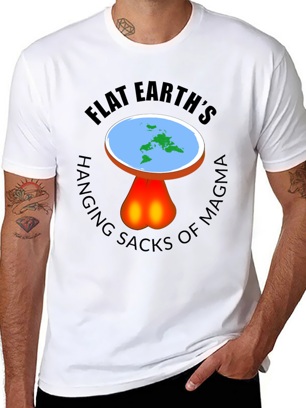 Flat Earth Hanging Sacks Of Magma T-Shirt