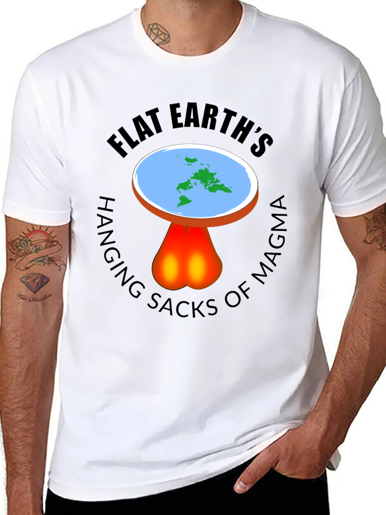 Flat Earth Hanging Sacks Of Magma T-Shirt