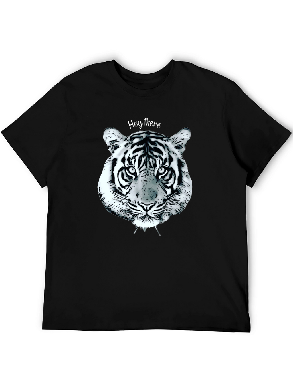 Black Tiger Face Graphic Tee - Casual Style