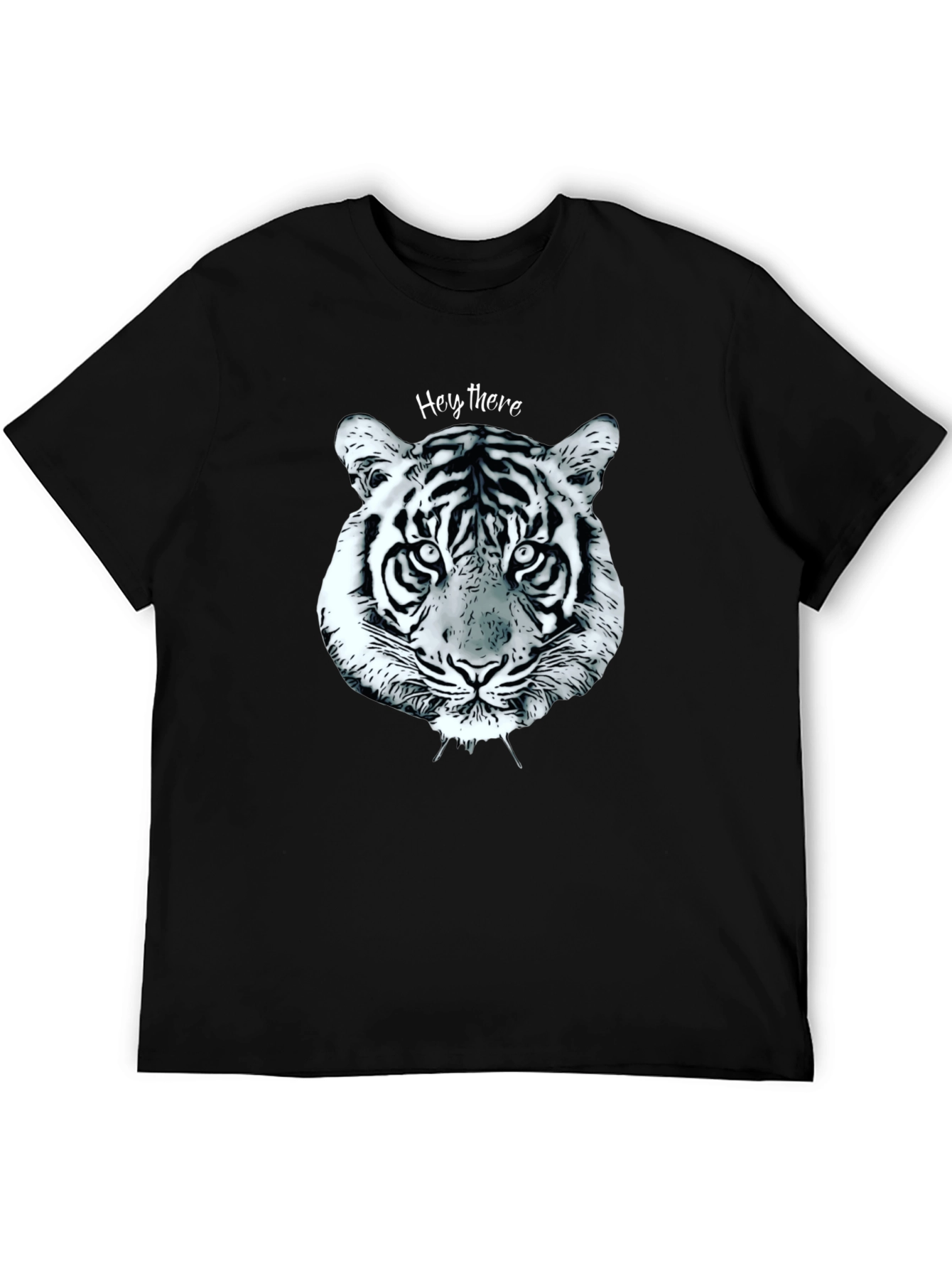 Black Tiger Face Graphic Tee - Casual Style