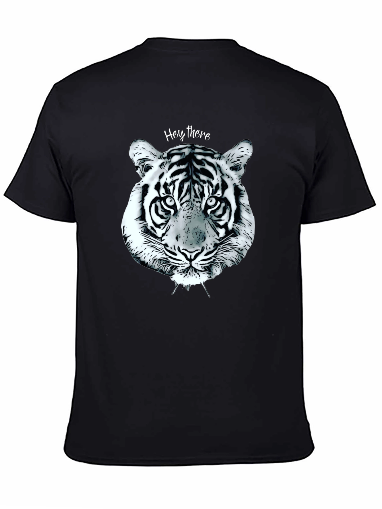 Black Tiger Face Graphic Tee - Casual Style