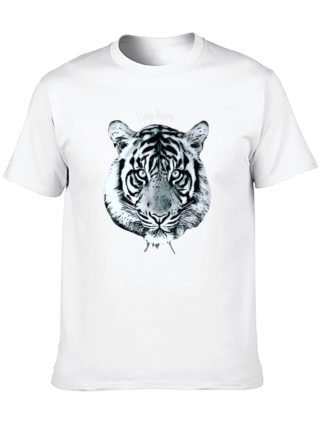 Black Tiger Face Graphic Tee - Casual Style