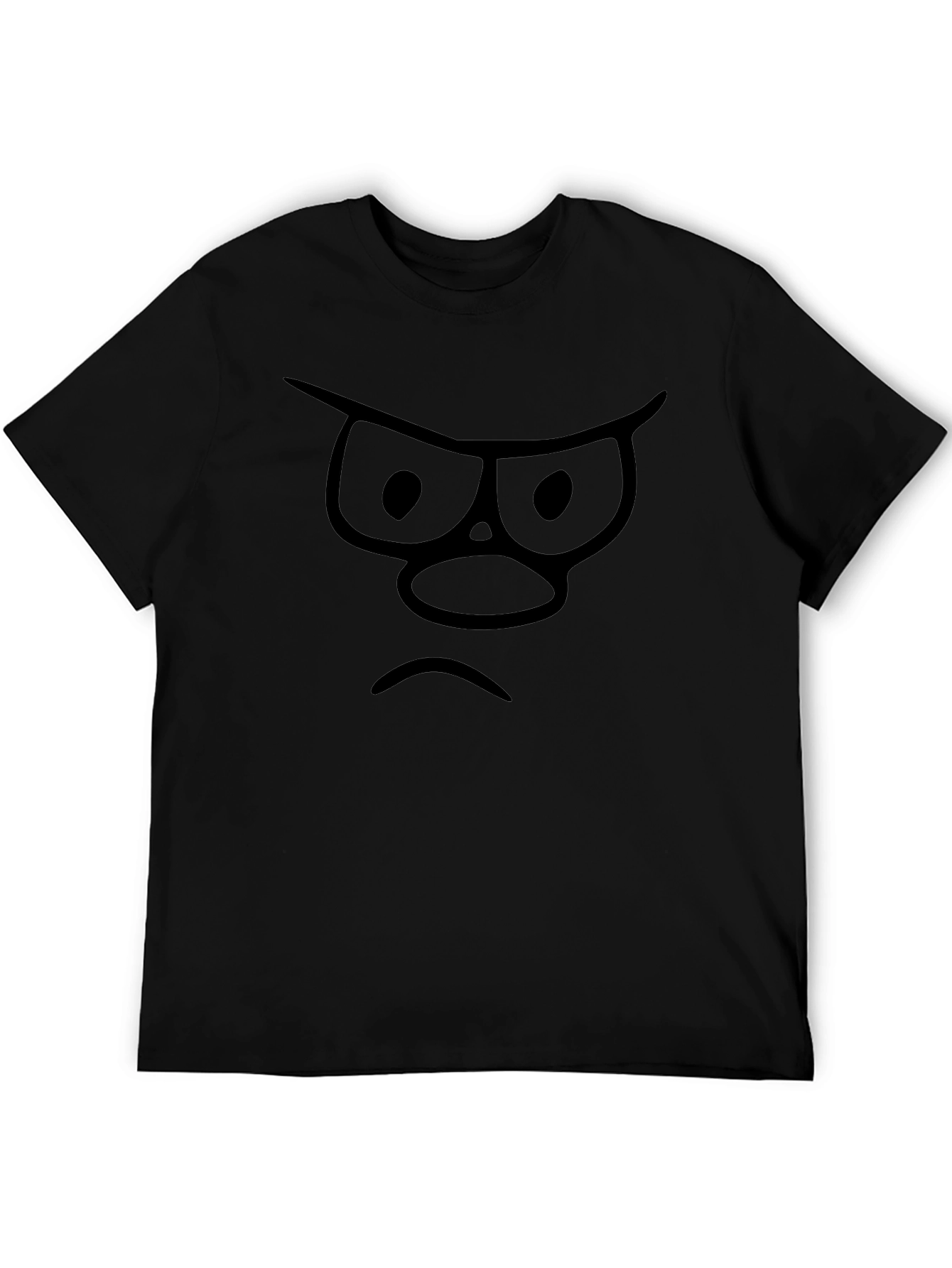 Grumpy Face Graphic T-Shirt - Black Cotton Tee