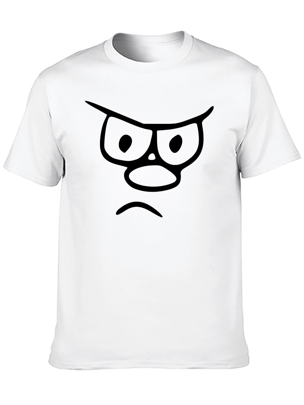 Grumpy Face Graphic T-Shirt - Black Cotton Tee