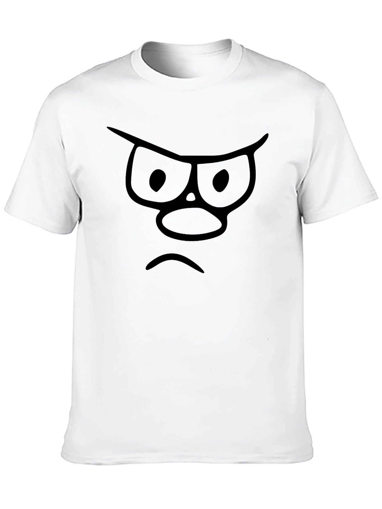 Grumpy Face Graphic T-Shirt - Black Cotton Tee