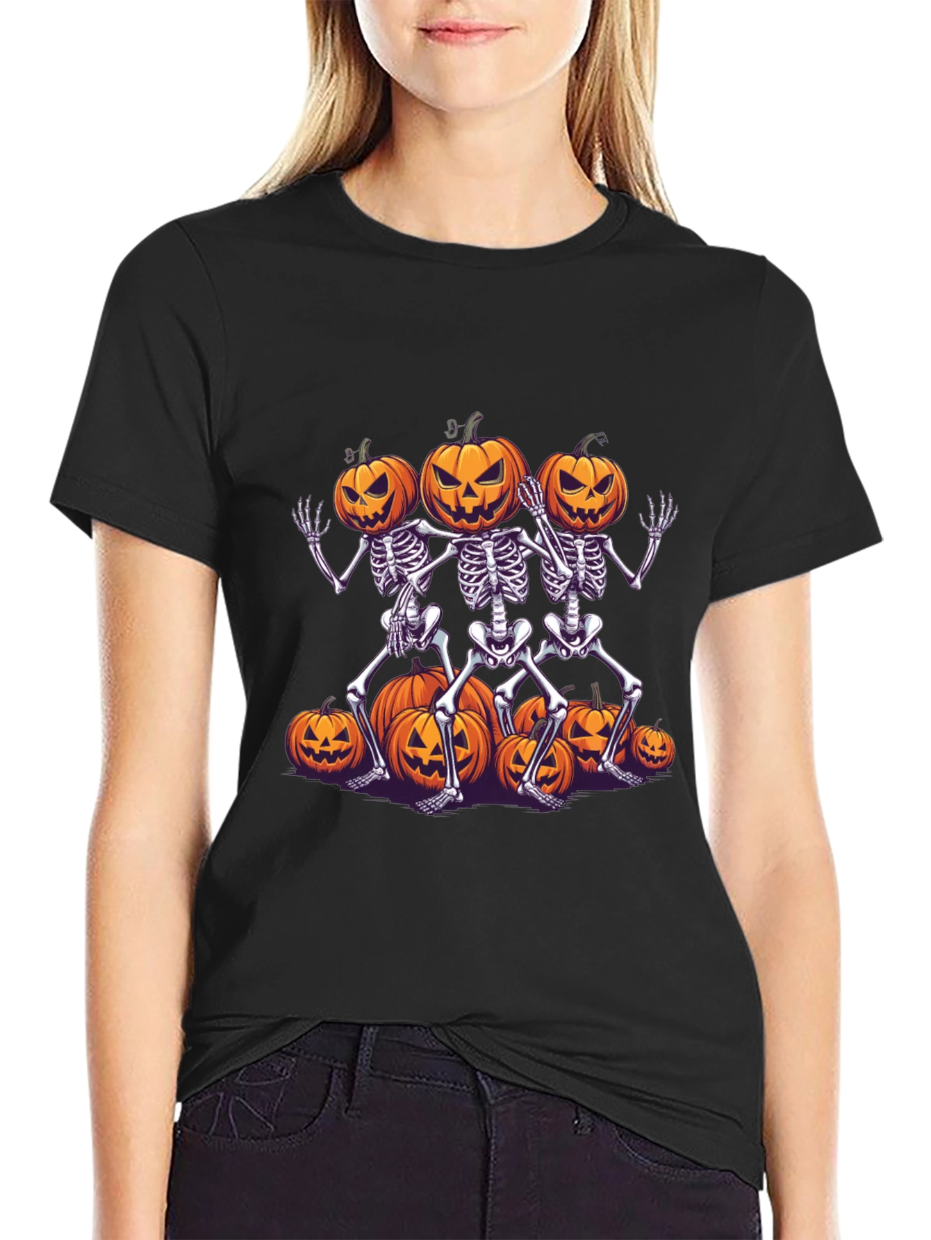 Halloween Skeleton Pumpkin T-Shirt - Spooky Season