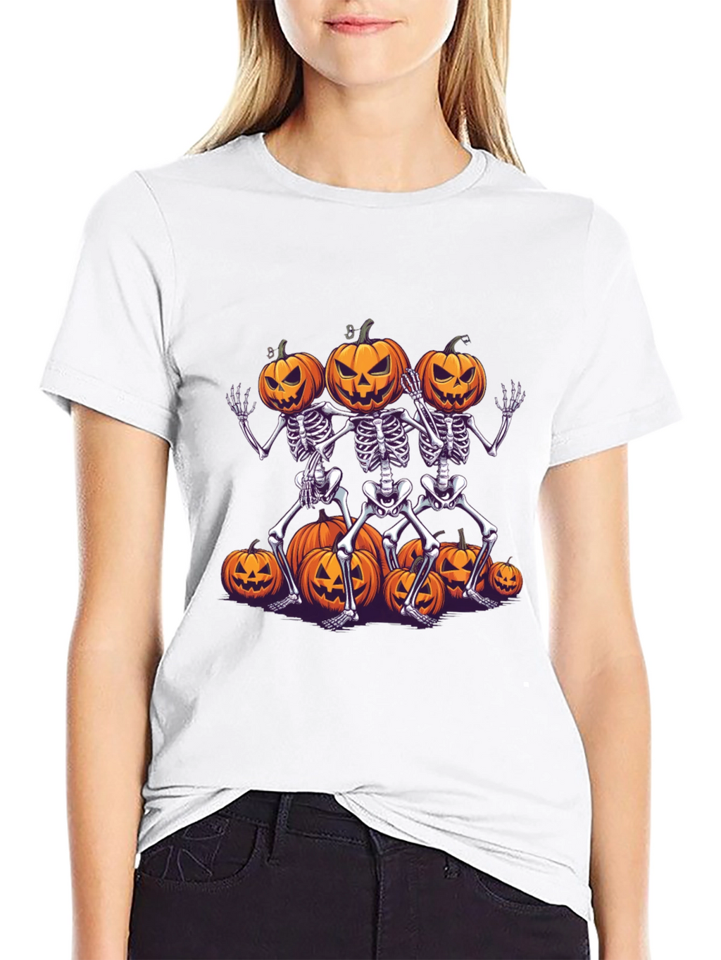 Halloween Skeleton Pumpkin T-Shirt - Spooky Season