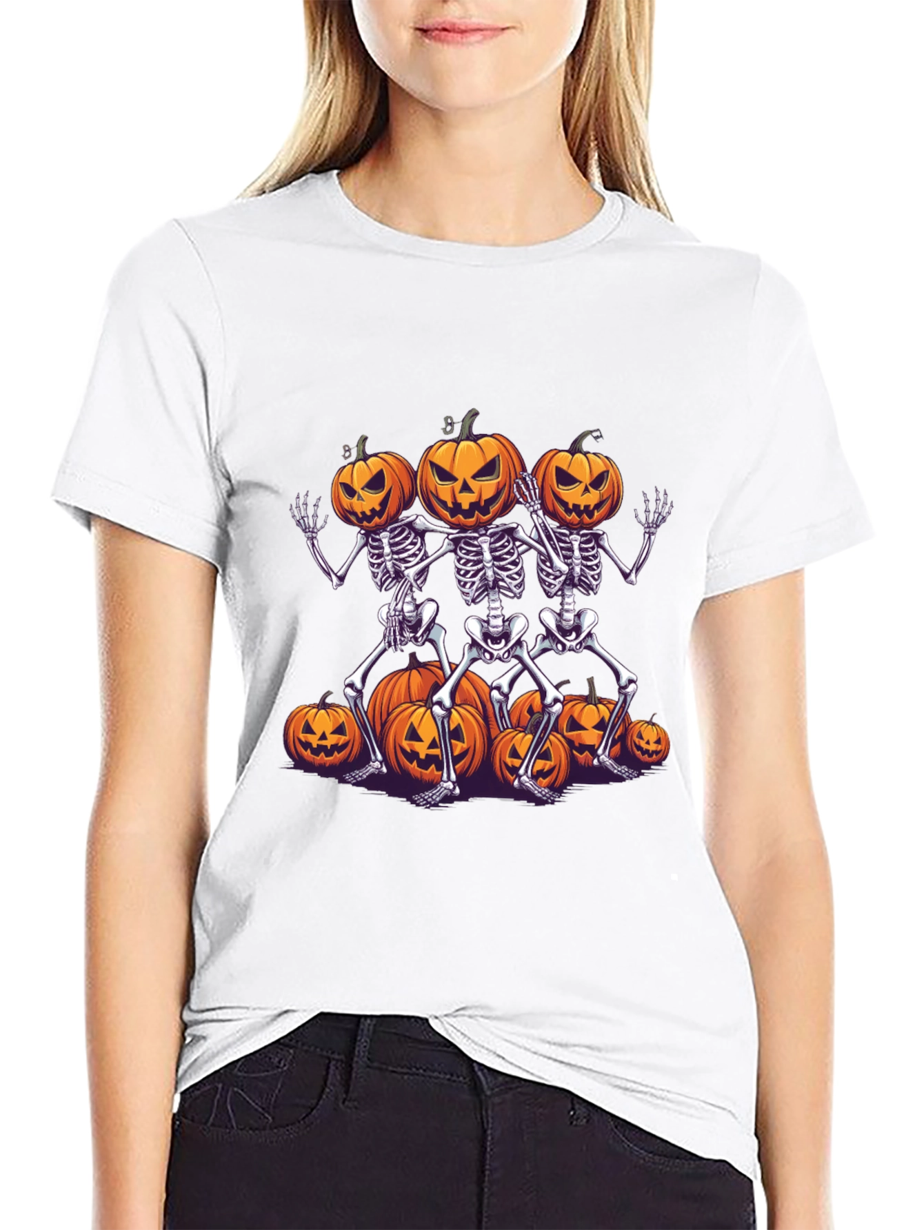 Halloween Skeleton Pumpkin T-Shirt - Spooky Season