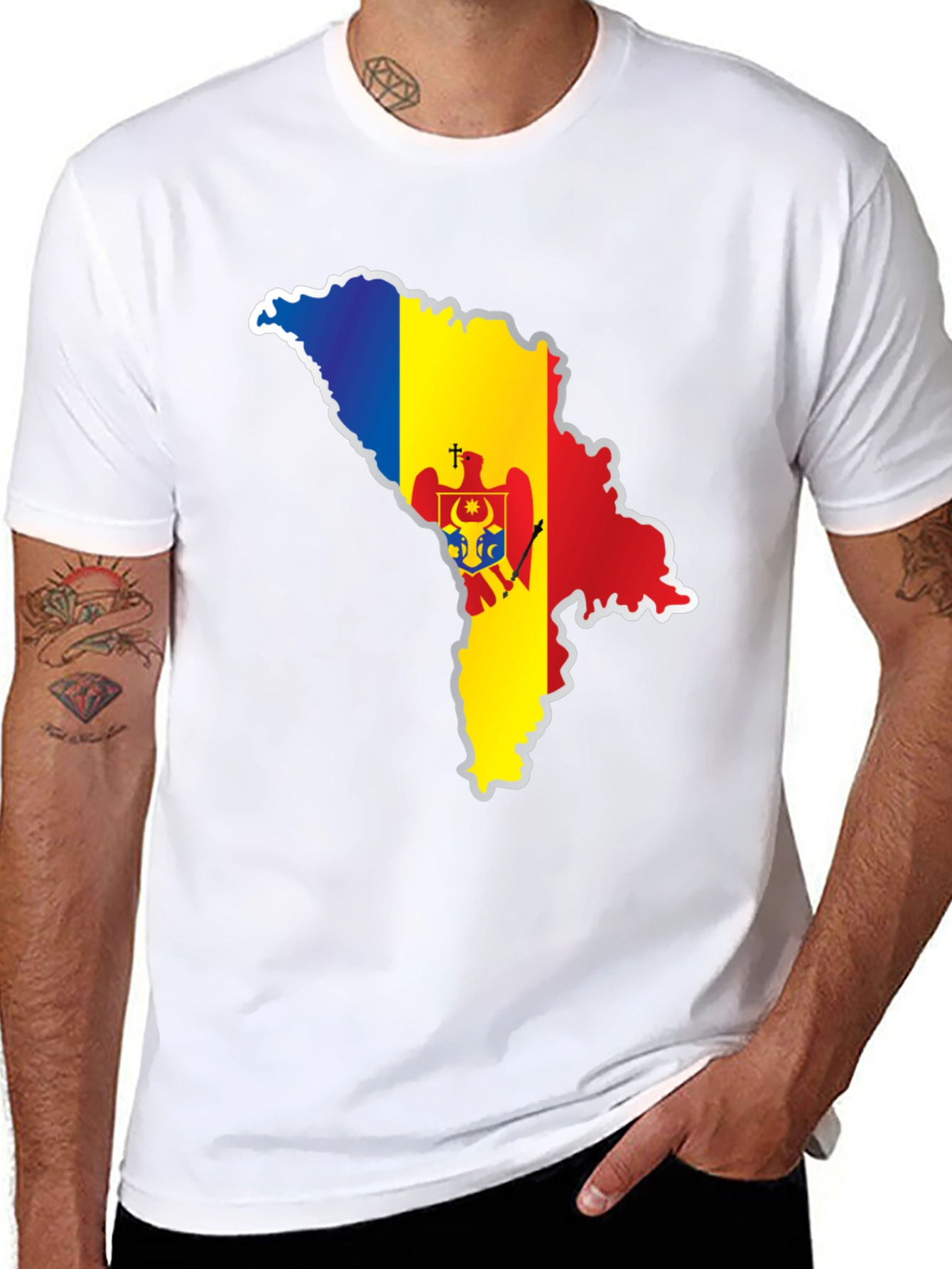Moldova Flag Map T-Shirt