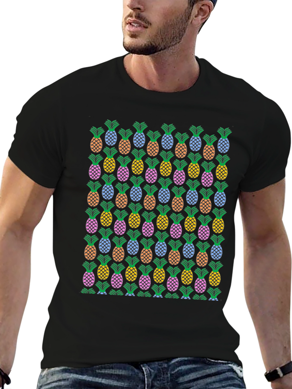 Pineapple Print Crew Neck T-Shirt