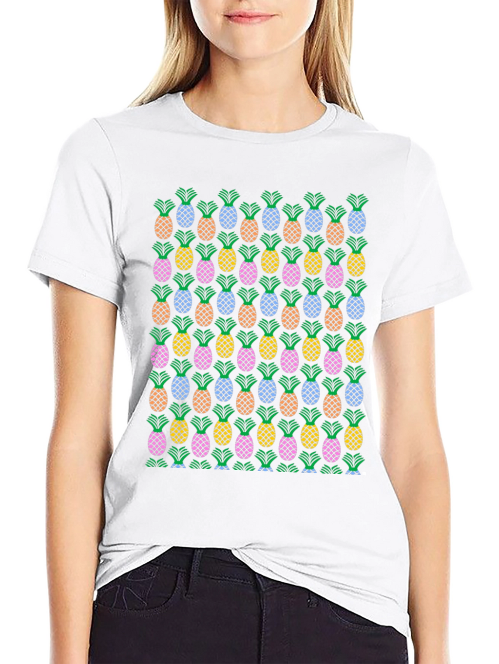 Pineapple Print Crew Neck T-Shirt