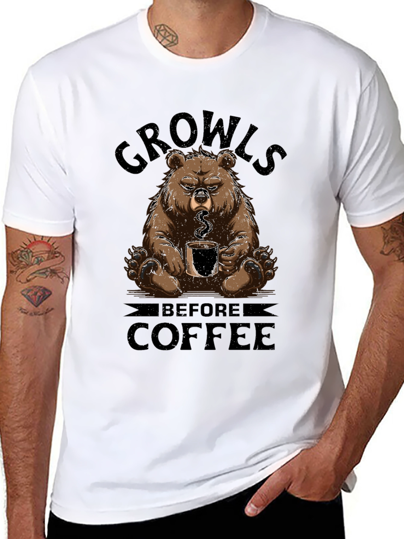 Growls Before Coffee Bear T-Shirt
