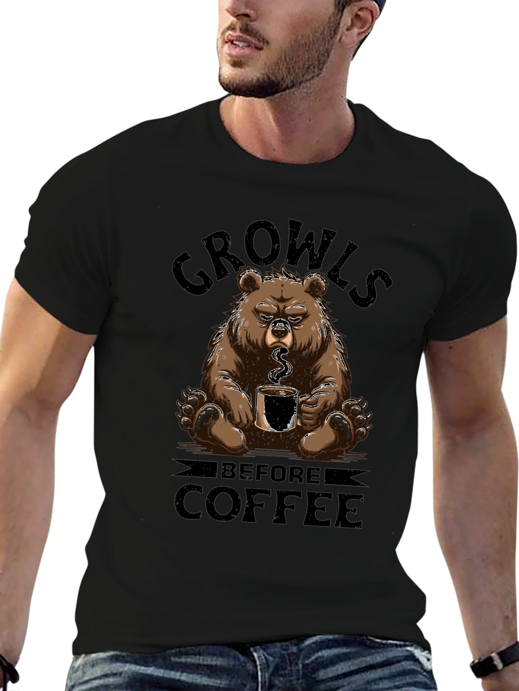 Growls Before Coffee Bear T-Shirt