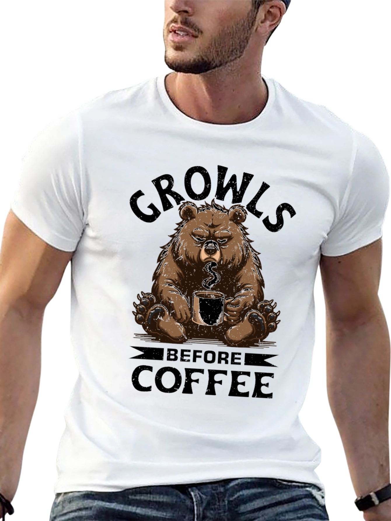 Growls Before Coffee Bear T-Shirt