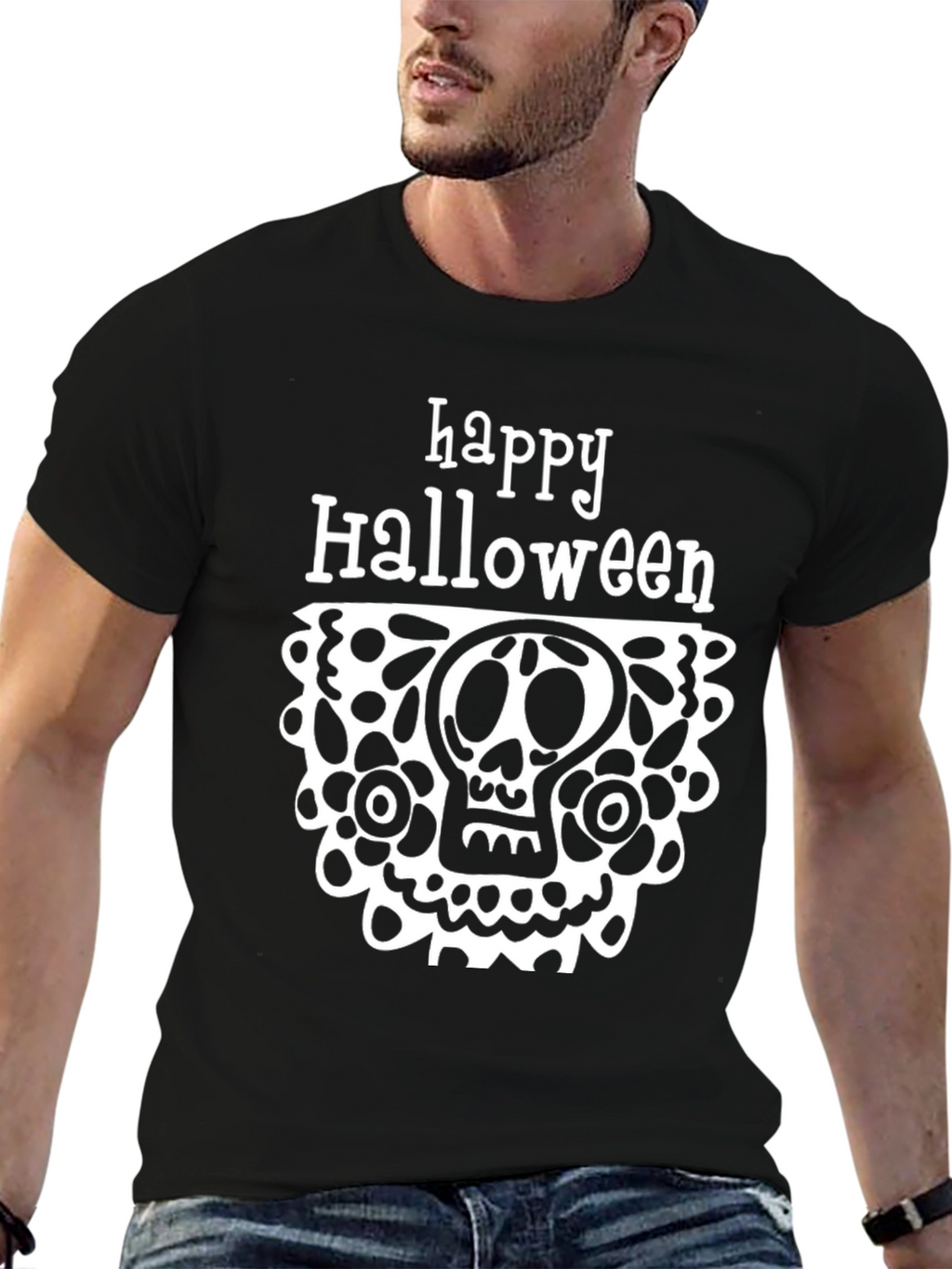 Happy Halloween Skull Graphic Tee