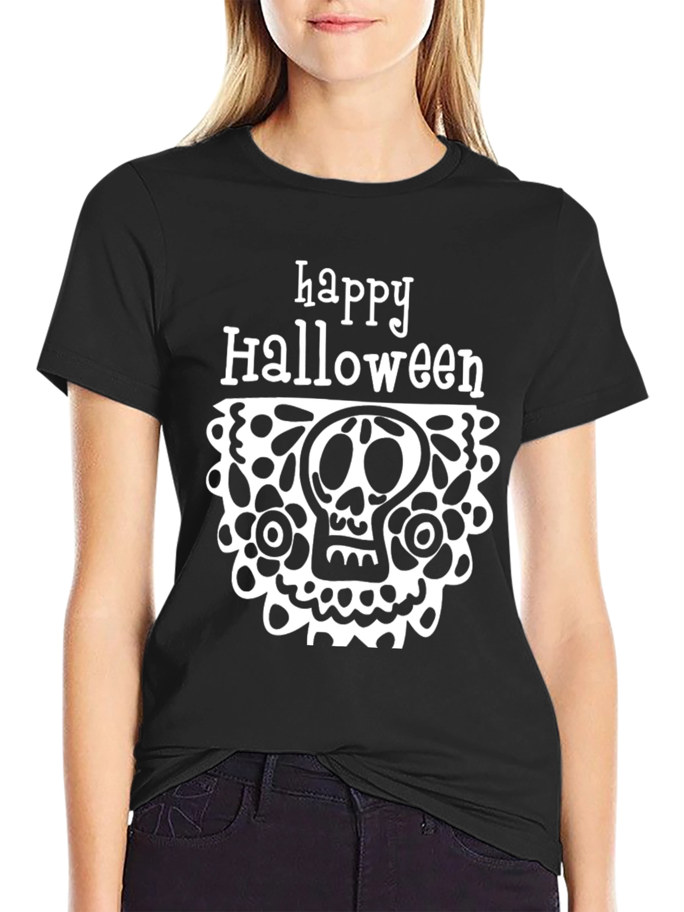 Happy Halloween Skull Graphic Tee