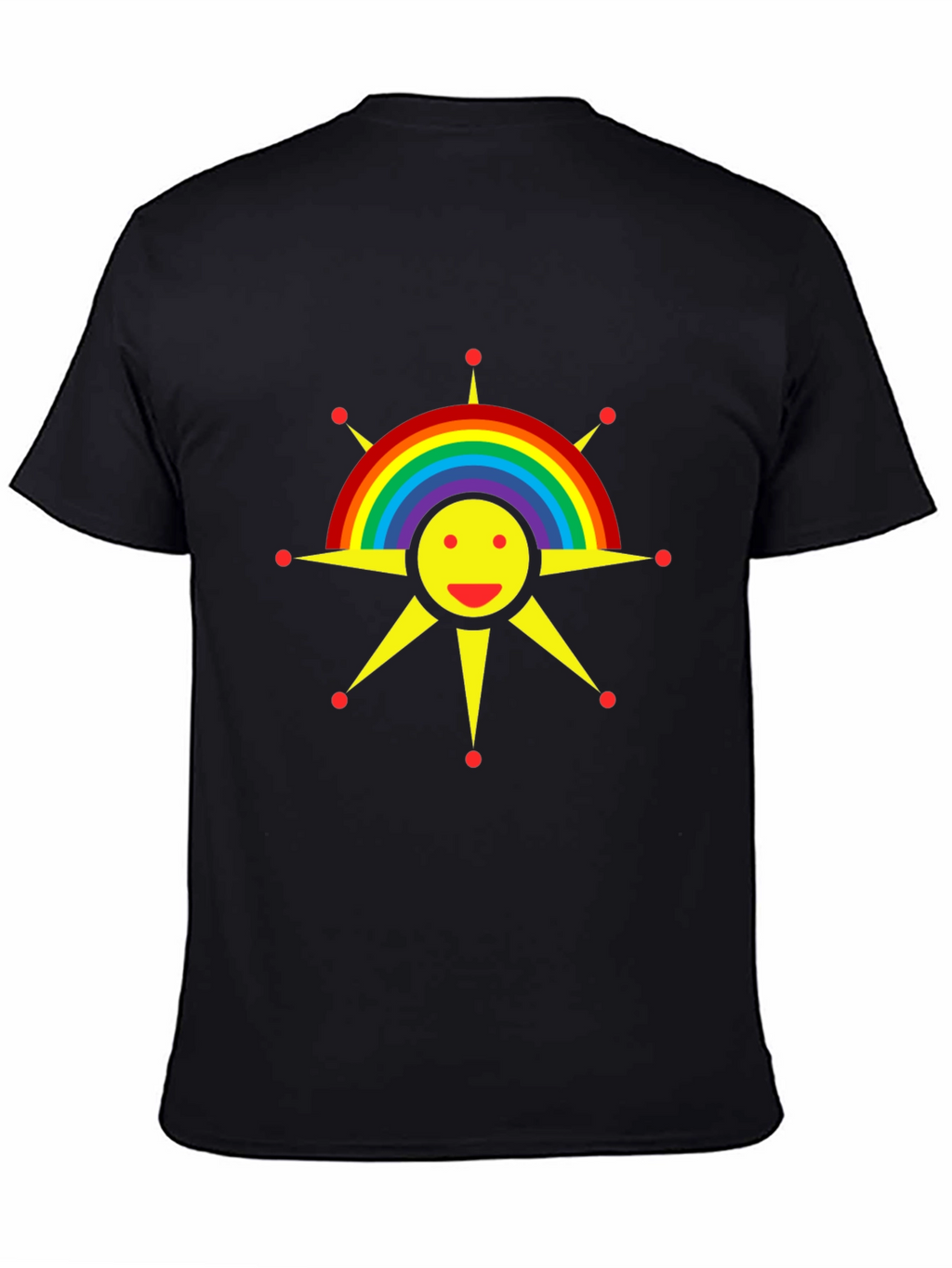 Rainbow Sun Graphic Tee - Black Cotton T-Shirt