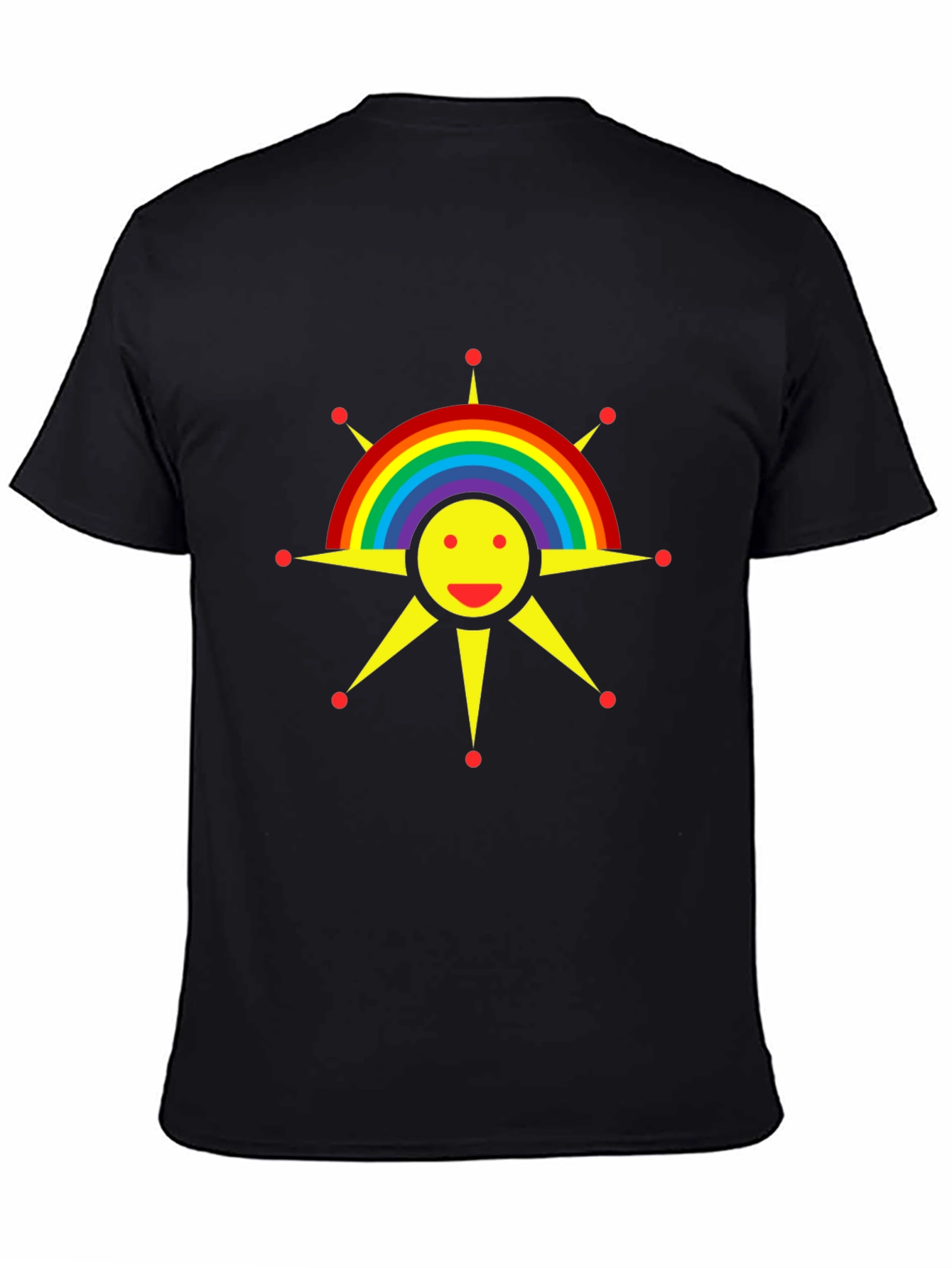 Rainbow Sun Graphic Tee - Black Cotton T-Shirt