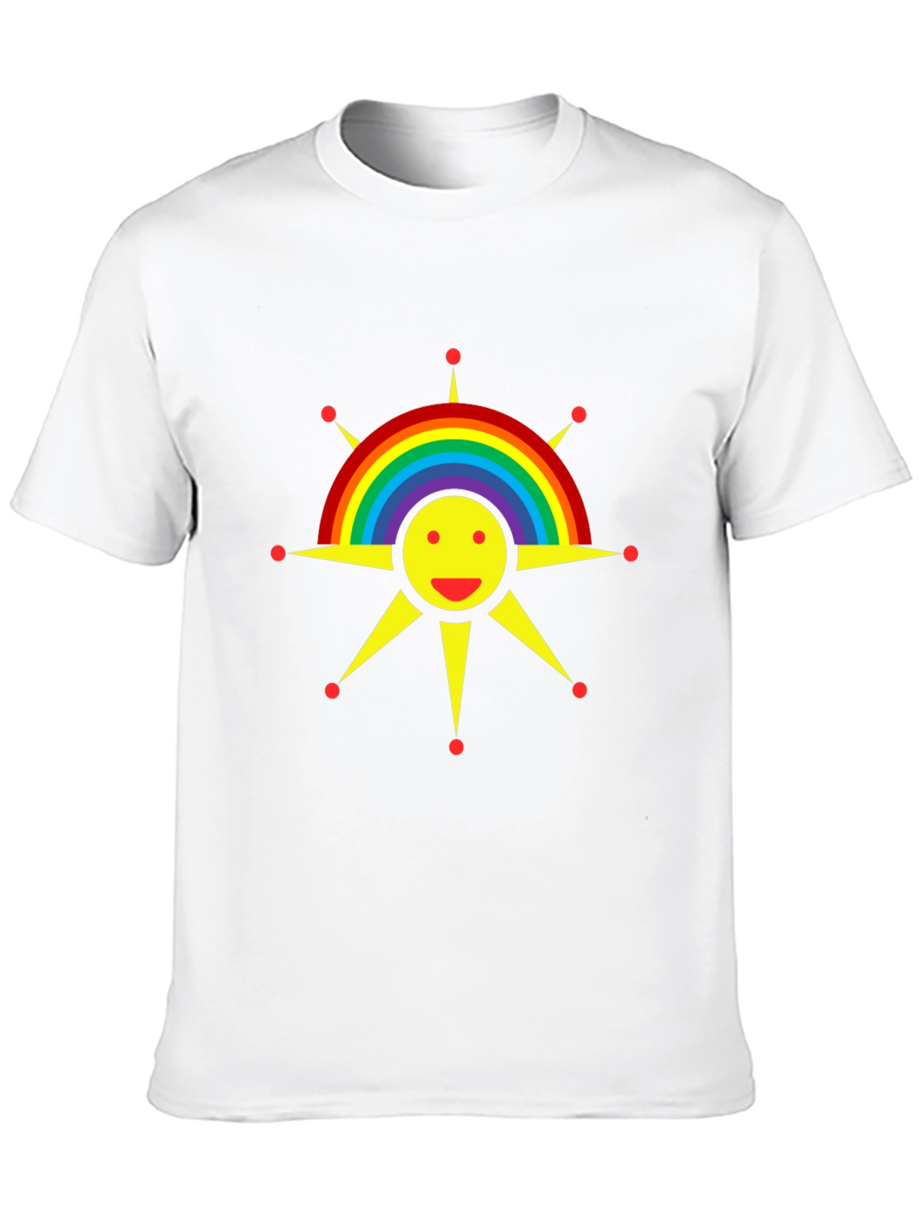 Rainbow Sun Graphic Tee - Black Cotton T-Shirt