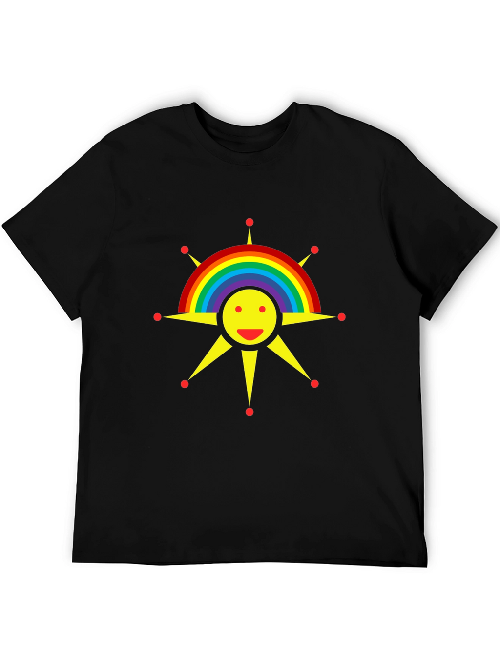 Rainbow Sun Graphic Tee - Black Cotton T-Shirt