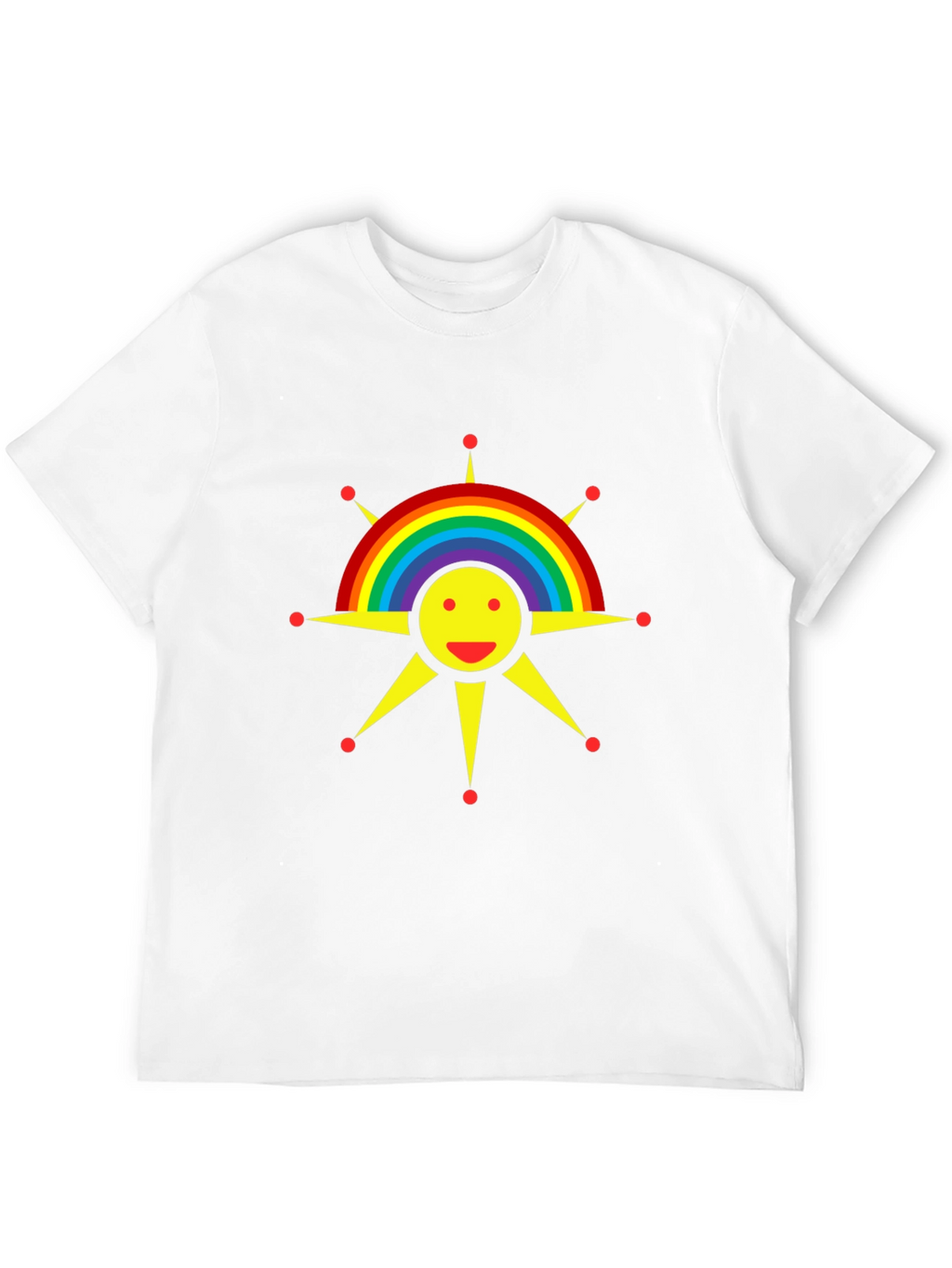 Rainbow Sun Graphic Tee - Black Cotton T-Shirt