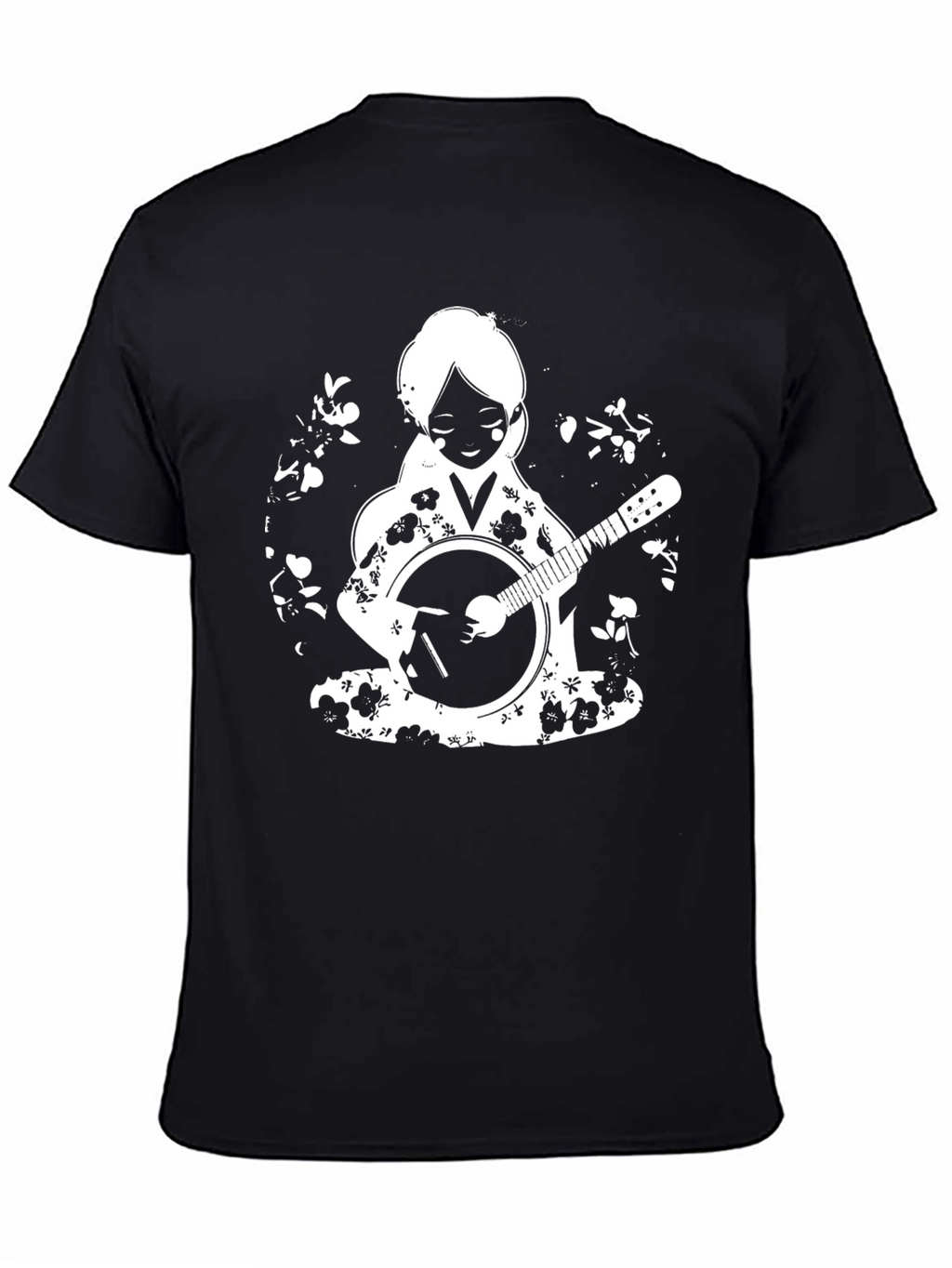 Girl with Banjo Black T-Shirt