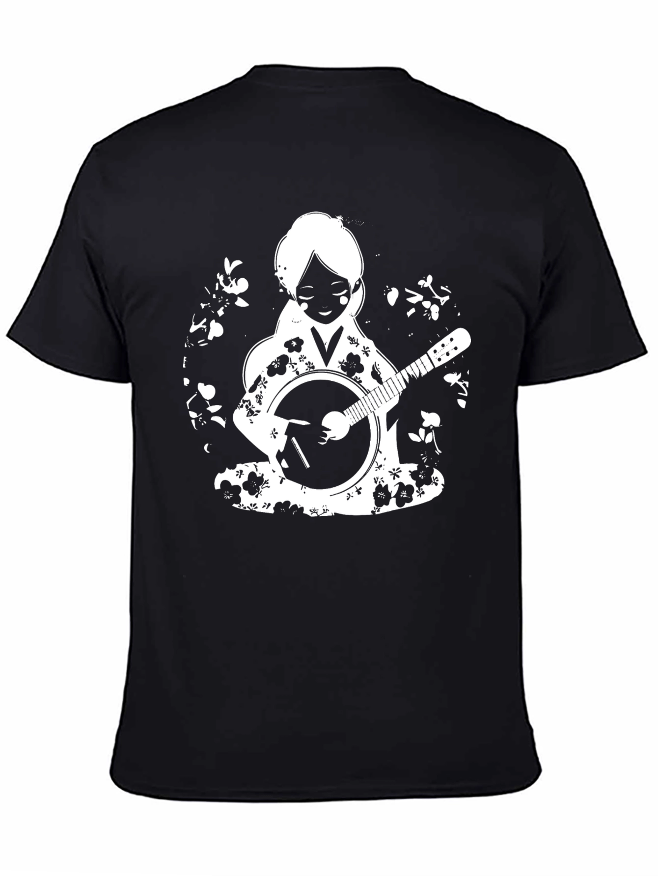 Girl with Banjo Black T-Shirt