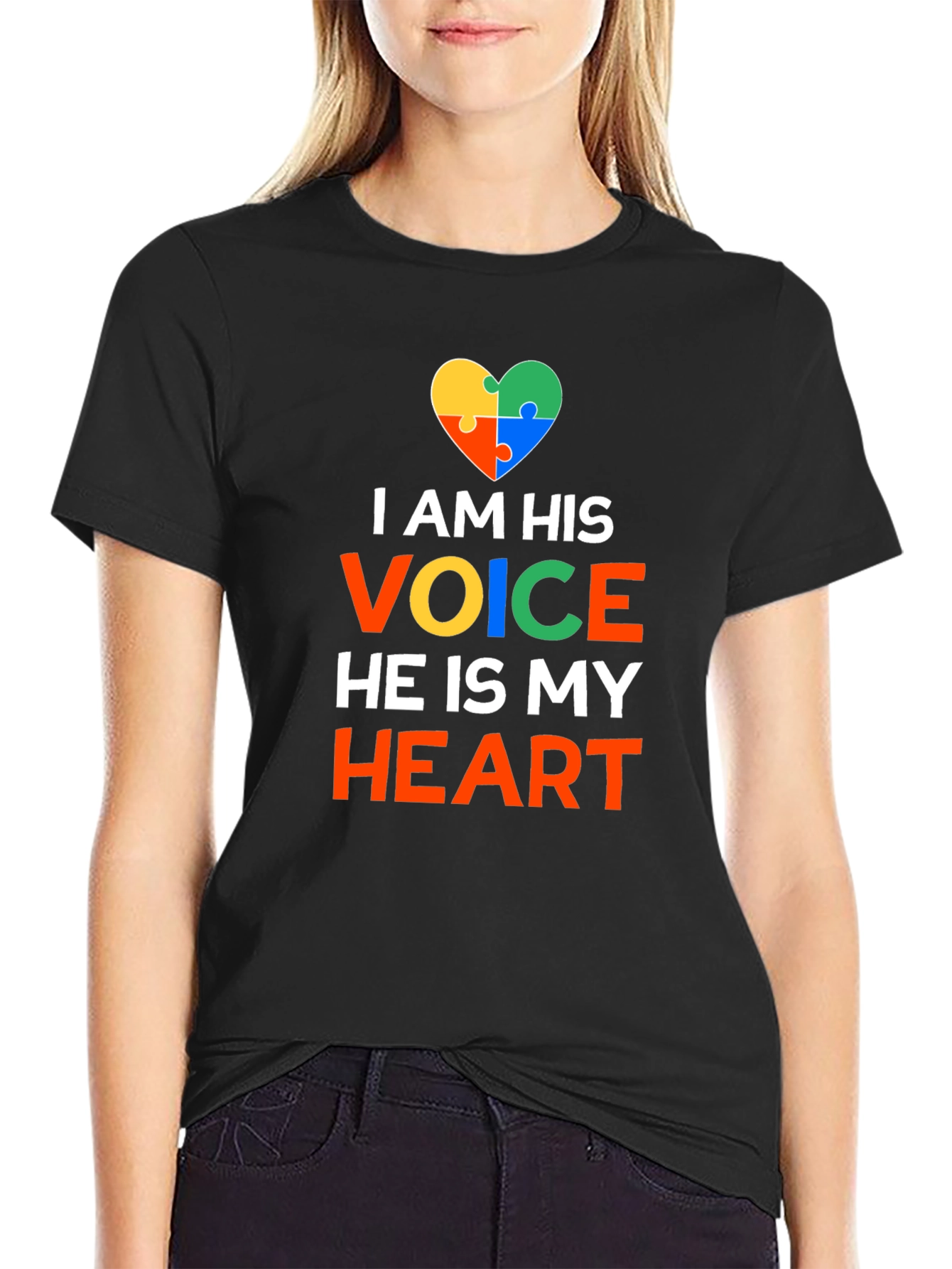 Autism Awareness T-Shirt I AM HIS VOICE HE IS MY HEART