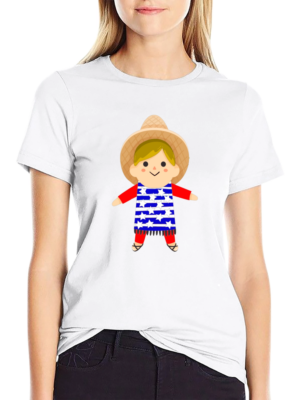 Festive USA Star Doll Graphic Tee