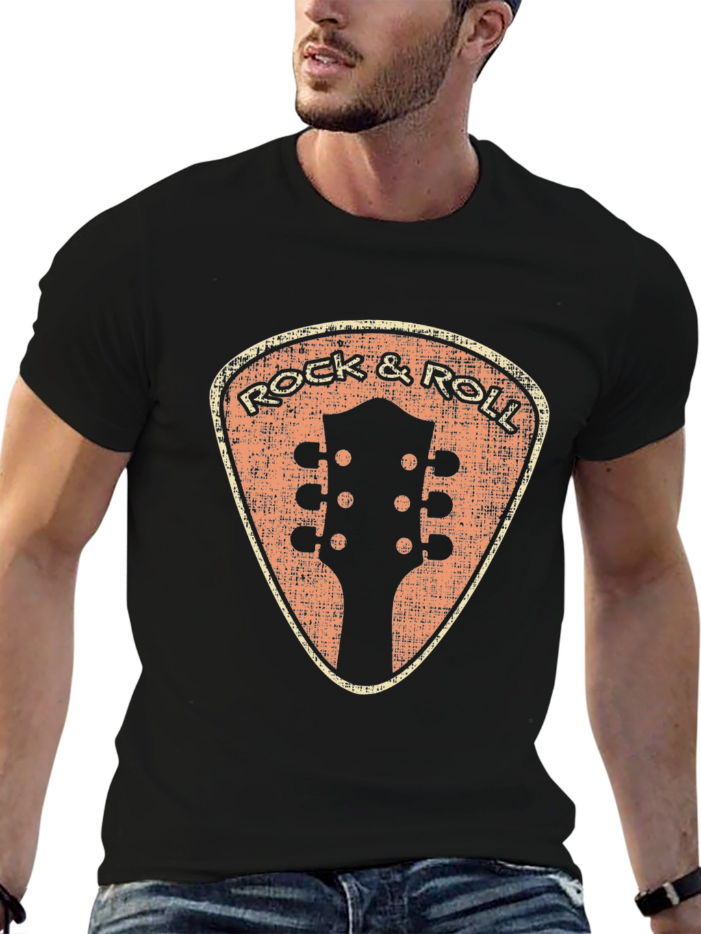 Retro Rock & Roll Guitar Pick T-Shirt