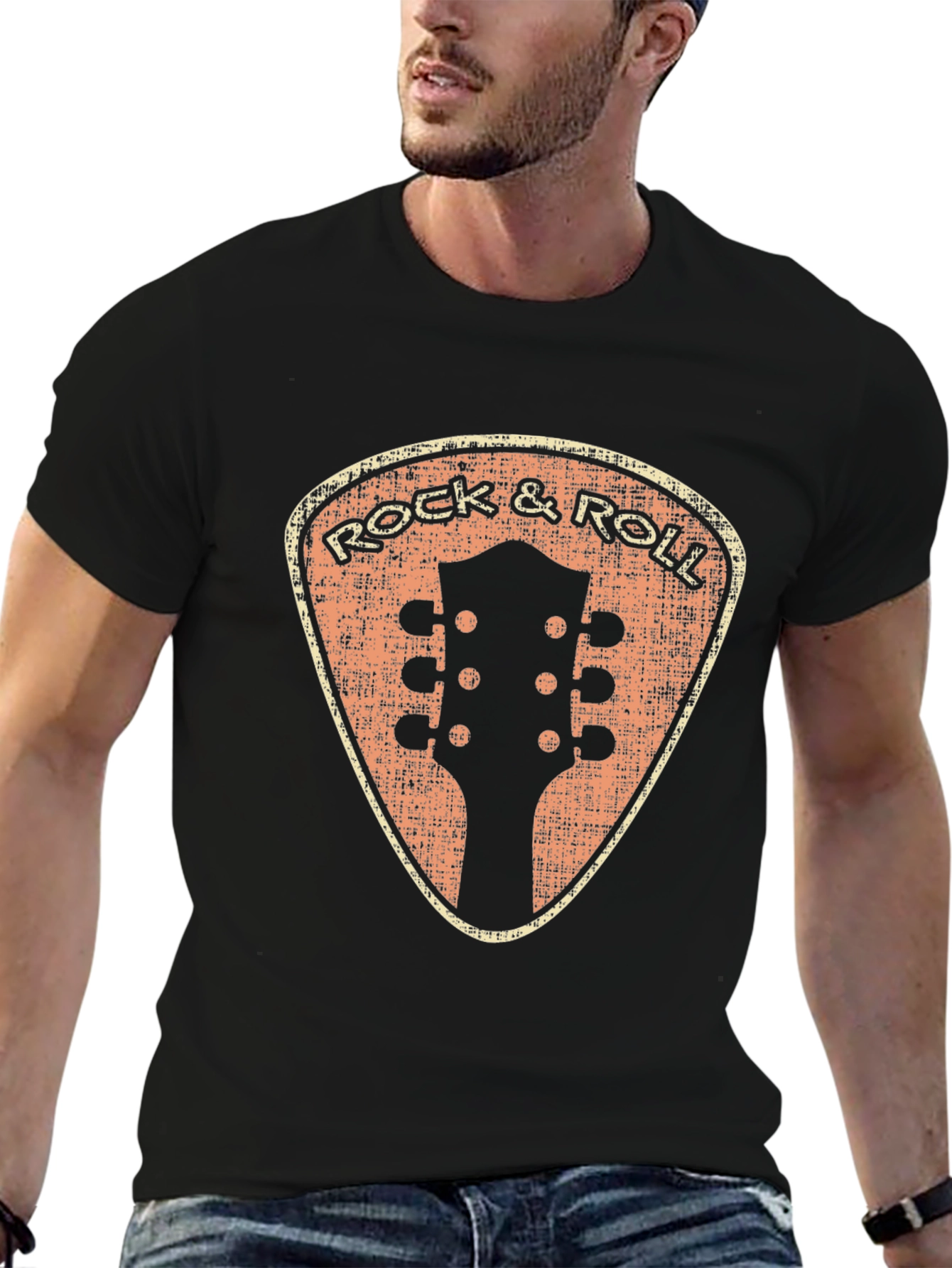 Retro Rock & Roll Guitar Pick T-Shirt