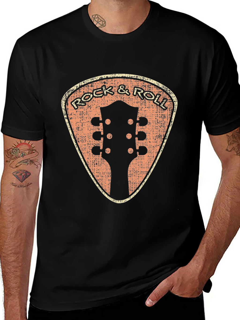 Retro Rock & Roll Guitar Pick T-Shirt