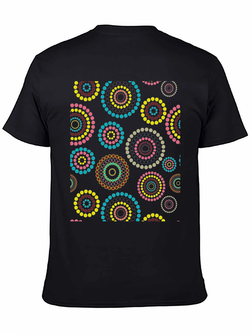 Abstract Circle Dot Pattern Black T-Shirt