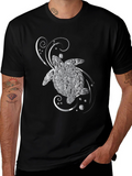 Sea Turtle Graphic T-Shirt - Silver Design on Black