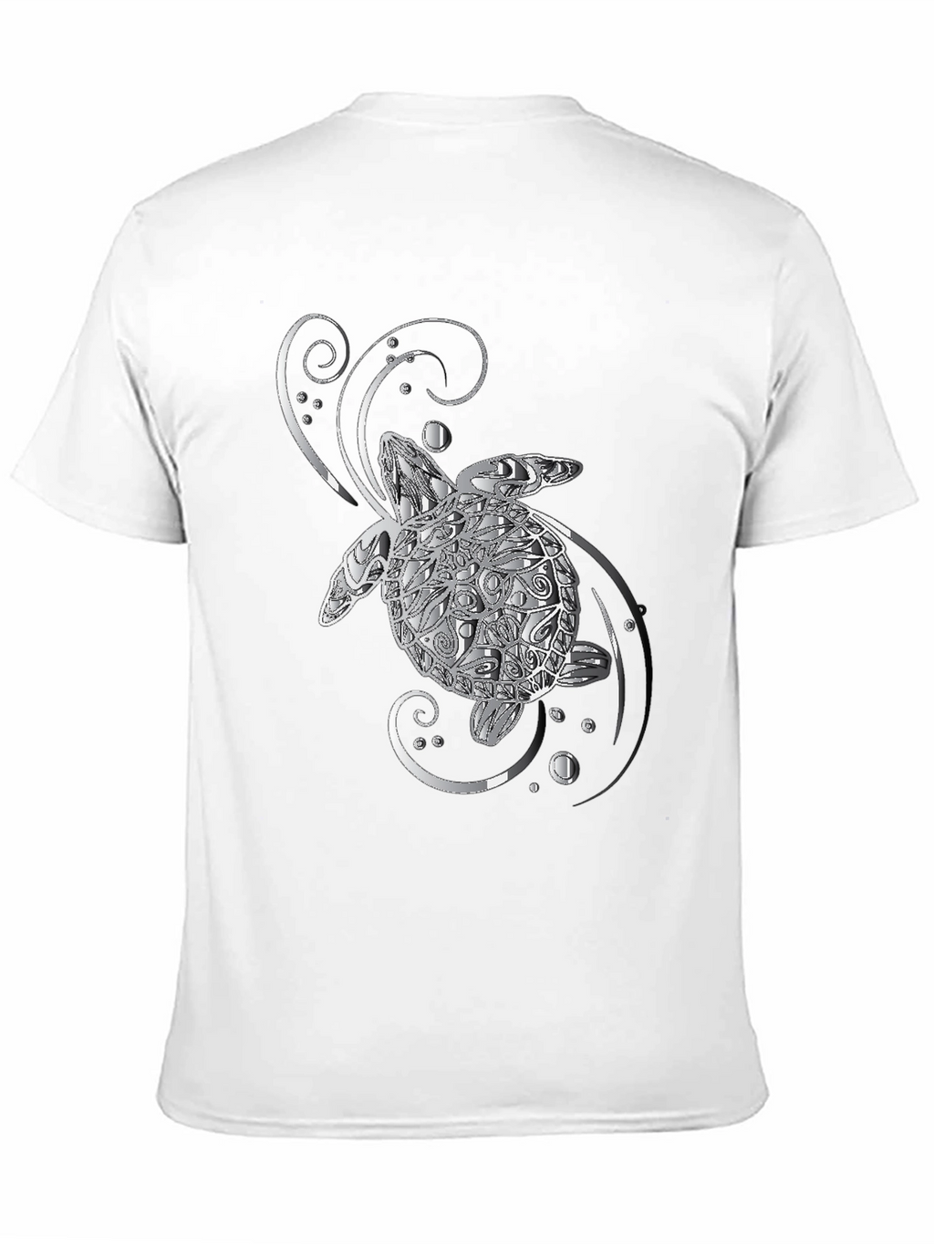 Sea Turtle Graphic T-Shirt - Silver Design on Black
