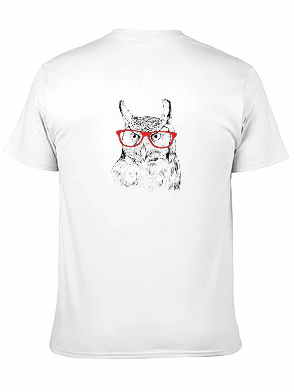 Owl with Glasses Graphic Tee - Black Cotton T-Shirt